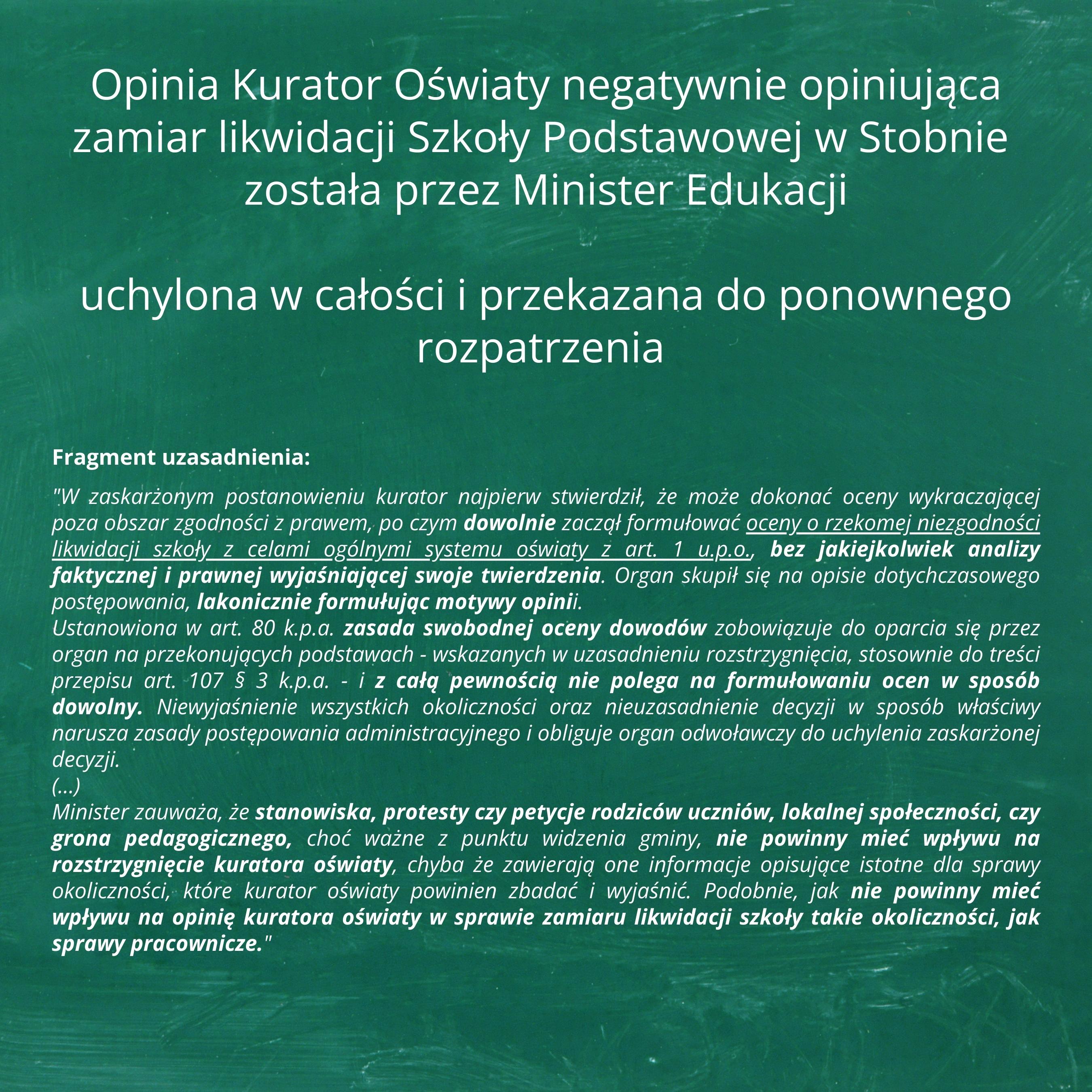 POSTANOWIENIE - uchylić zaskarżone postanowienie w całości i przekazać sprawę do ponownego rozpatrzenia organowi I instancji (MINISTERSTWO EDUKACJI)